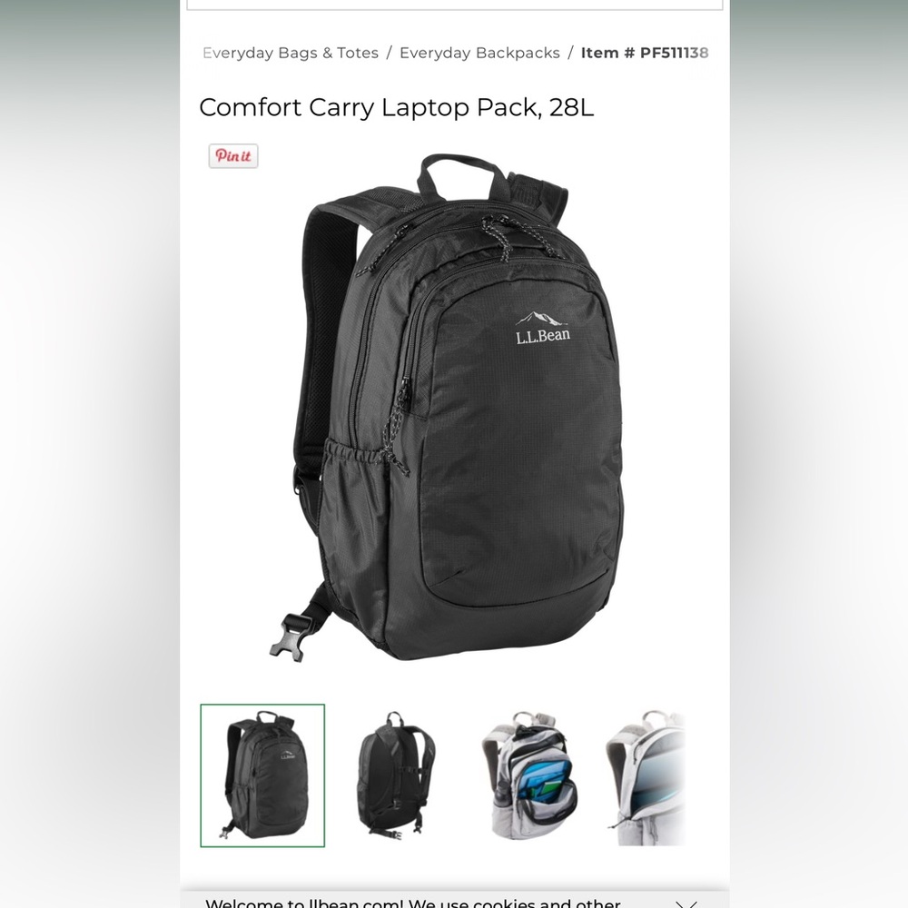 L.L. Bean Black laptop Backpack